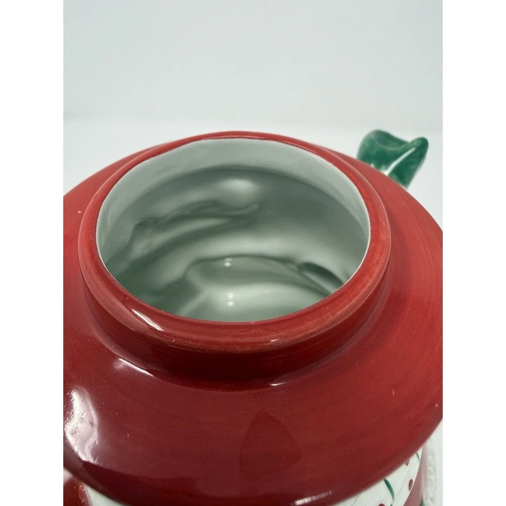 Fitz and Floyd Snack Therapy Santa Cocoa Pot, Ceramic Holly, Boxed